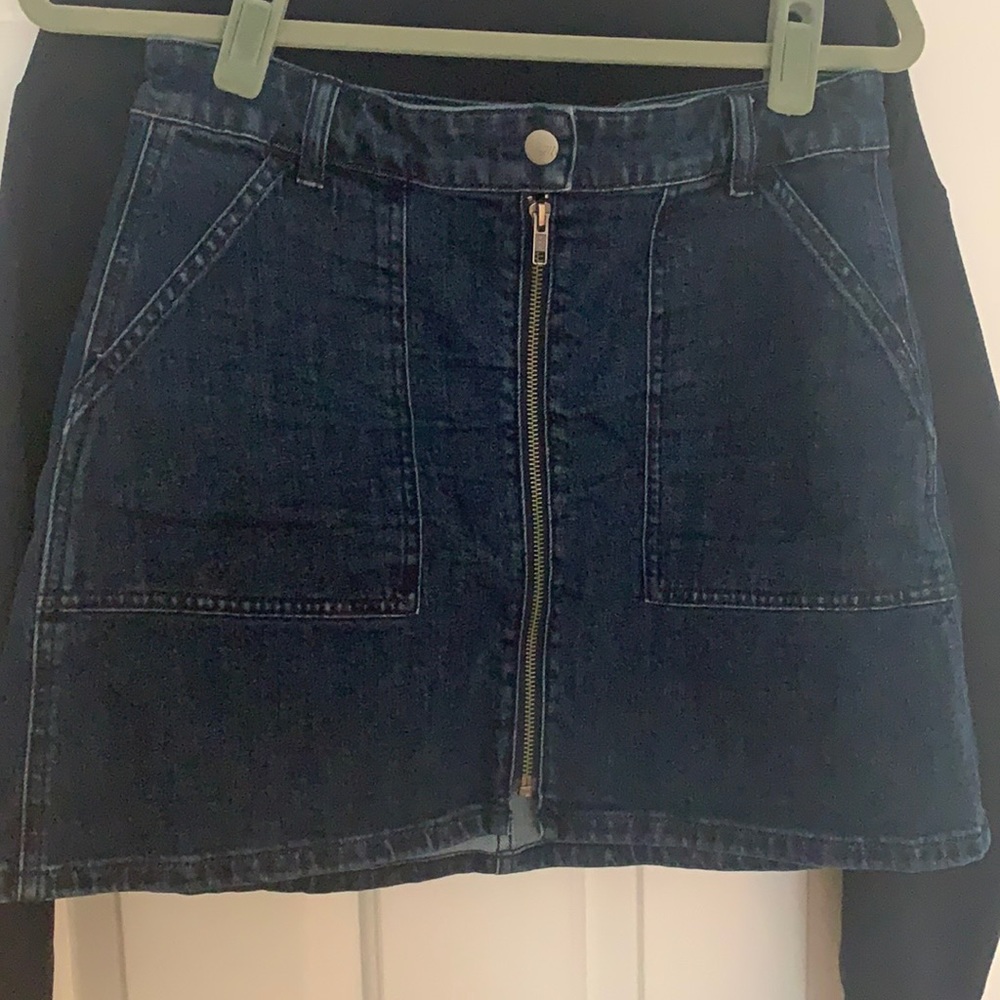 Zip front denim miniskirt